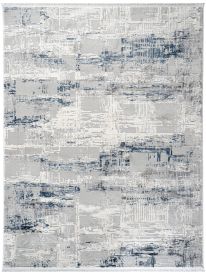 Verbina Cream & Blue Abstract Bedroom Rug
