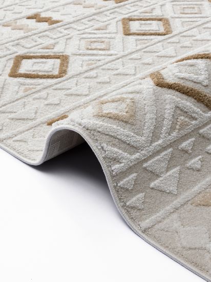 Medro Cream Brown Modern Bohemian Area Rug