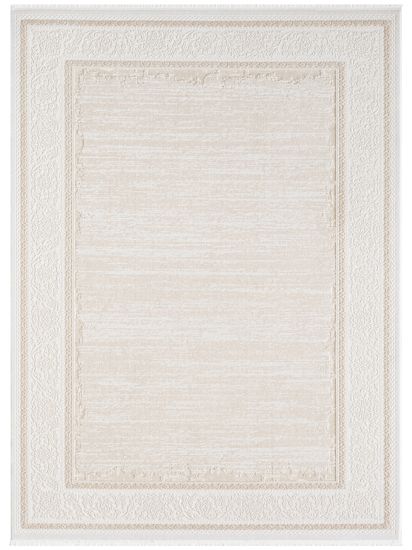 Filigree Cream Beige Modern Bordered Living Room Rug