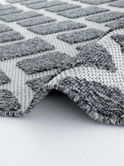 Osptar Grey & Cream Aztec Dining Room Rug