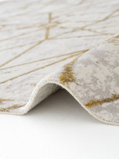 Norptis Grey & Gold Abstract Living Room Rug