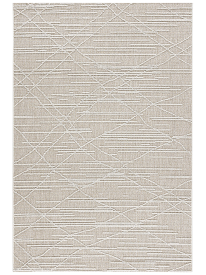 Albae Beige Cream Trellis Stripes Area Rug