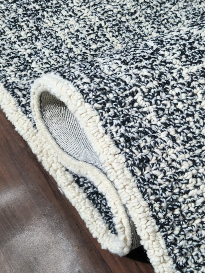 Tufted32 Charcoal Cream Modern Abstract Bedroom Rug