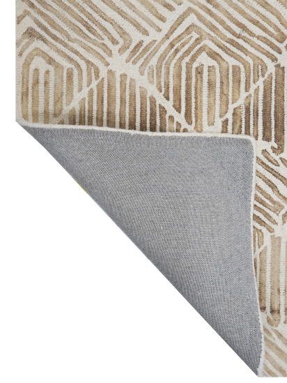 Modern Woolen Beige Brown Chevron Hand Tufted Rug