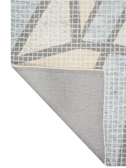 Beige Grey Woolen Geometric Hand-Tufted Area Rug