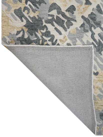 Modern Woolen Yellow & Grey Abstract Living Room Rug