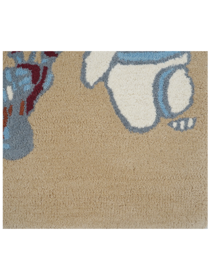 Contemporary Hand-Tufted Beige & Grey Kids Rug