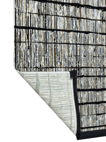 Regal Beige & Black Stripe Modern Rug