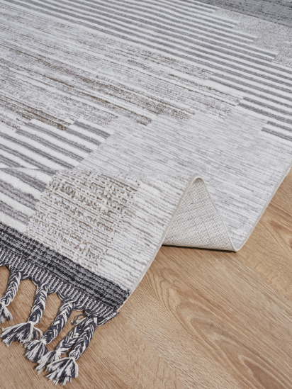 Marque Stripe Grey Modern Living Room Rug