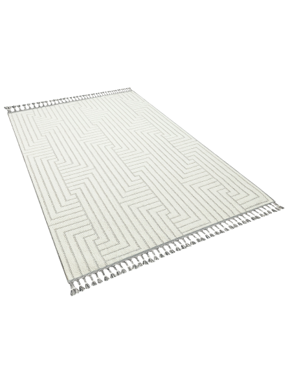 Earthy Cream Striped Grey Modern Rug