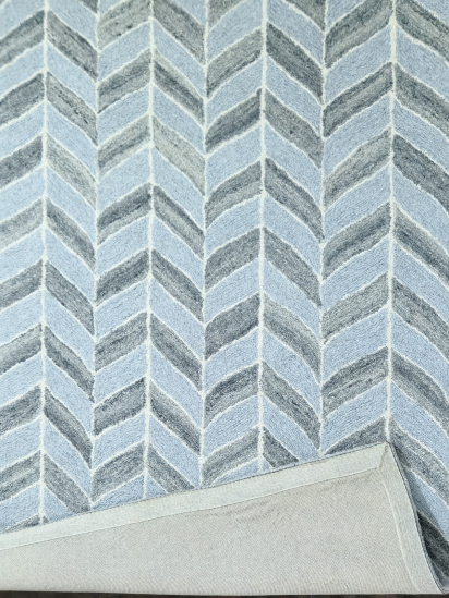 Tufted32 Blue Grey Modern Chevron Area Rug