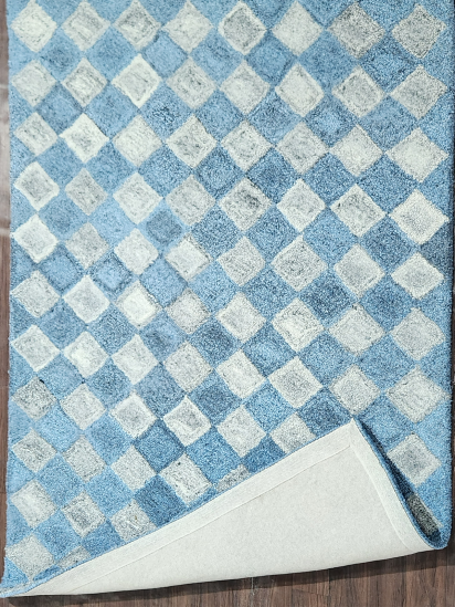 Tufted32 Blue Grey Modern Geometric Indoor Rug