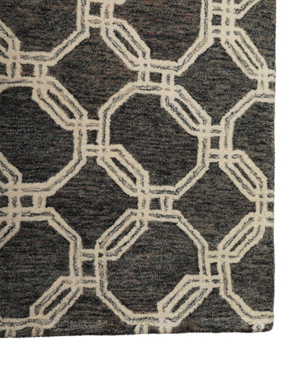 Modern Black Trellis Hand-Tufted Rug