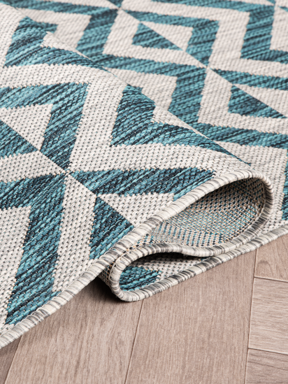 Meadow Grey Blue Chevron Outdoor Area Rug