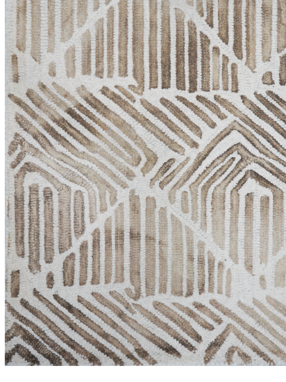 Modern Woolen Beige Brown Chevron Hand Tufted Rug