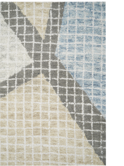 Beige Grey Woolen Geometric Hand-Tufted Area Rug