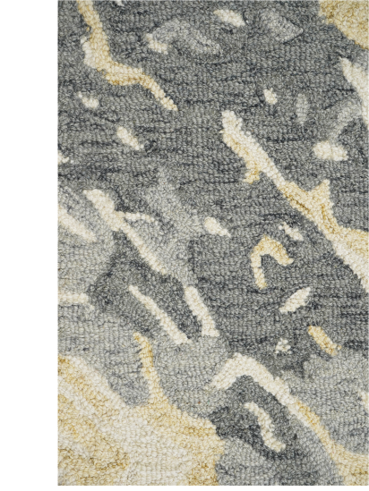 Modern Woolen Yellow & Grey Abstract Living Room Rug