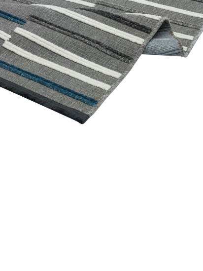 Bertrice Grey Cream Stripe Modern Rug