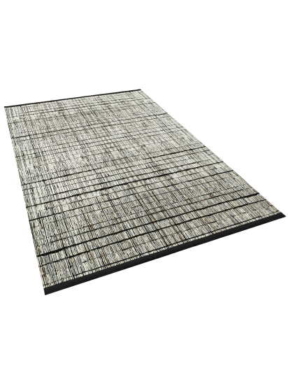 Regal Beige & Black Stripe Modern Rug