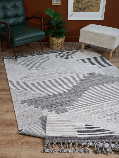 Marque Stripe Grey Modern Living Room Rug