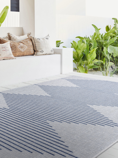 Fesco Grey Blue Patterned Outdoor Area Rug