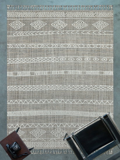 Marque Grey & White Aztec Living Room Rug