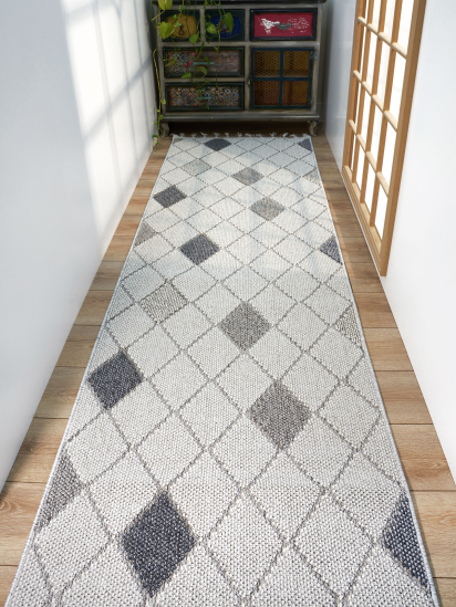 Earthy Cream & Grey Geometric Modern Area Rug