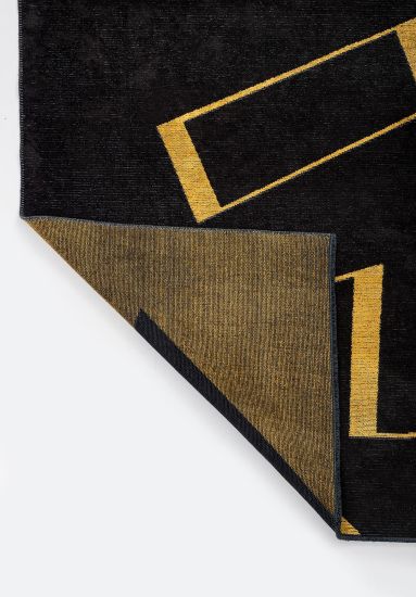 Luxora Black Geometric Living Room Rug