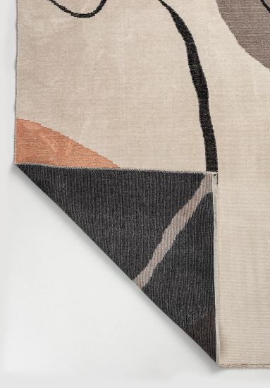 Enchanted Cream Grey Abstract Bedroom Rug