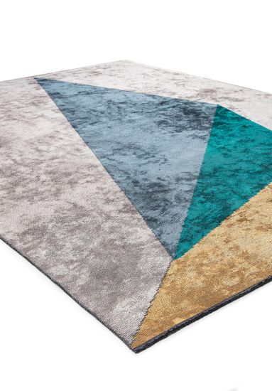 Synchrony Grey & Blue Geometric Modern Rug