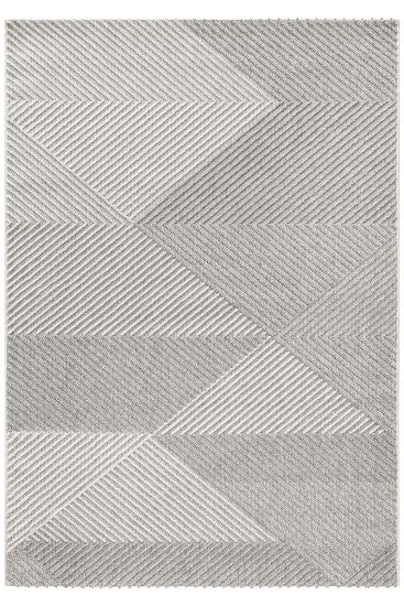 Medro Grey Cream Geometric Bedroom Rug