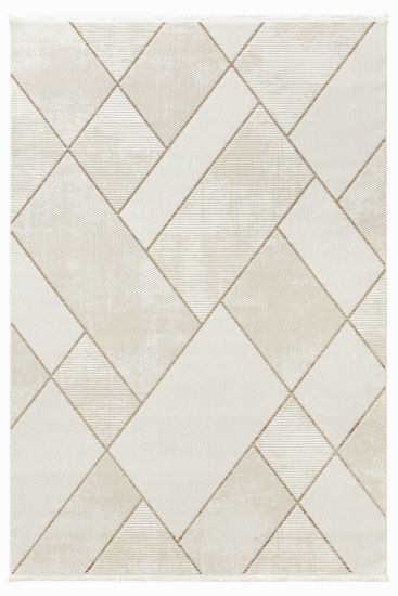 Pebble Beige Cream Patterned Living Room Rug
