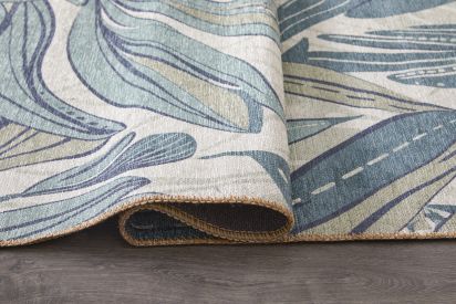 Baskili Green Cream Floral Indoor Rug