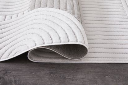 Alvara Cream Grey Scandi Geometric Living Room Rug