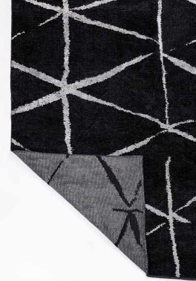 Black Verdura Geometric Living Room Rug