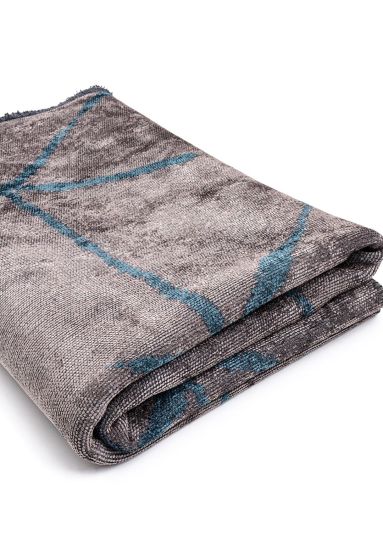 Verdura Geometric Grey & Blue Dining Room Rug