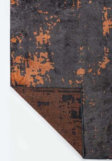 Celesta Grey & Orange Abstract Dining Room Rug