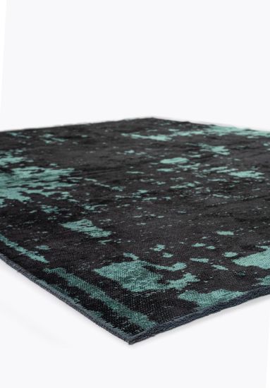 Celesta Black & Green Abstract Dining Room Rug