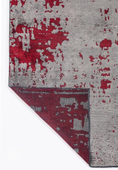 Celesta Grey & Red Abstract Living Room Rug