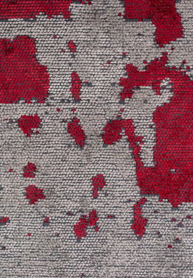 Celesta Grey & Red Abstract Living Room Rug