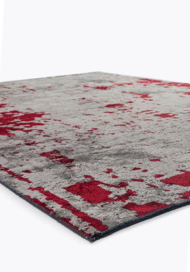 Celesta Grey & Red Abstract Living Room Rug