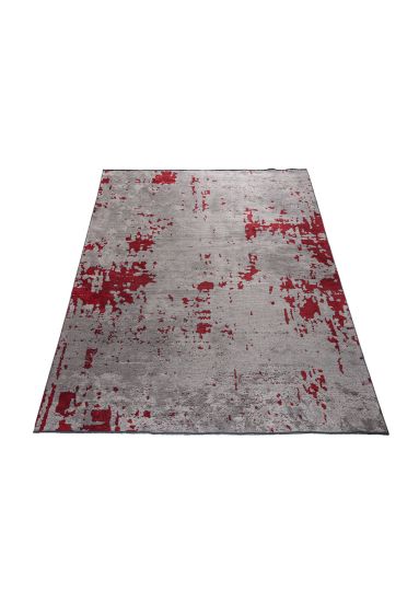 Celesta Grey & Red Abstract Living Room Rug