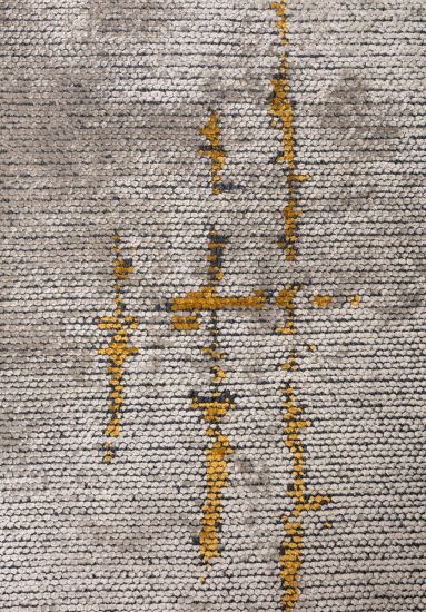 Opulenza  Grey & Yellow Abstract Living Room Rug