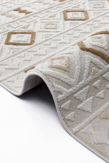 Medro Cream Brown Modern Bohemian Area Rug