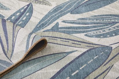Baskili Green Cream Floral Indoor Rug