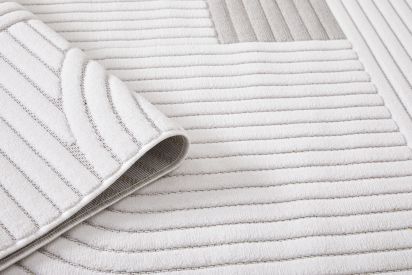 Alvara Cream Grey Scandi Geometric Living Room Rug