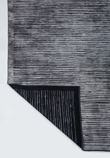 Utopia Black & Grey Striped Living Room Rug