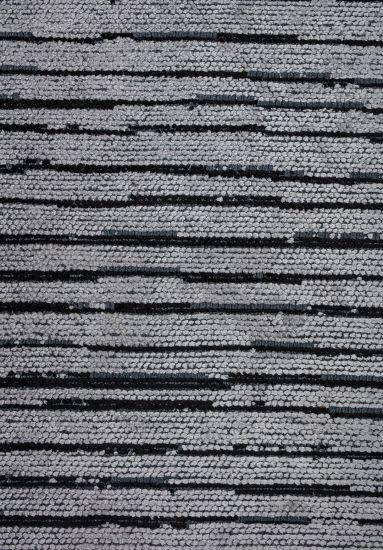 Utopia Black & Grey Striped Living Room Rug