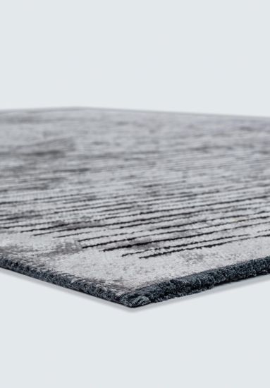 Utopia Black & Grey Striped Living Room Rug