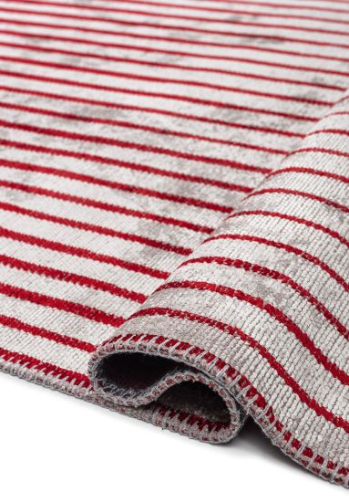 Brighten Red & Grey Stripes Modern Rug